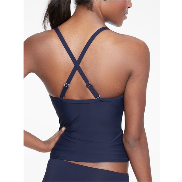 NWT Athleta Twist Up Tankini Top Solid Dress Blue - Picture 5 of 6